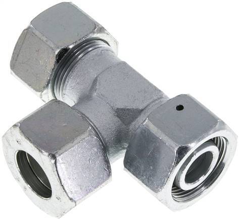 25S Zink Geplateerd Staal Rechte Hoek Tee Snij Fitting Met Swivel 400 Bar NBR Verstelbaar ISO 8434-1