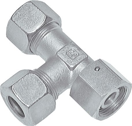 38S Zink Plated Steel Right Angle Tee Cutting Fitting with Swivel 315 bar NBR Adjustable ISO 8434-1