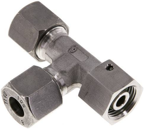 10S Stainless Steel Right Angle Tee Cutting Fitting with Swivel 630 bar FKM Adjustable ISO 8434-1