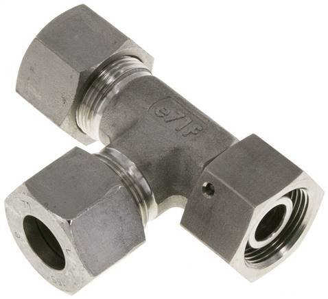 16S Stainless Steel Right Angle Tee Cutting Fitting with Swivel 400 bar FKM Adjustable ISO 8434-1