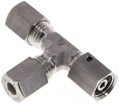 6L Stainless Steel Right Angle Tee Compression Fitting with Swivel 315 bar FKM Adjustable ISO 8434-1