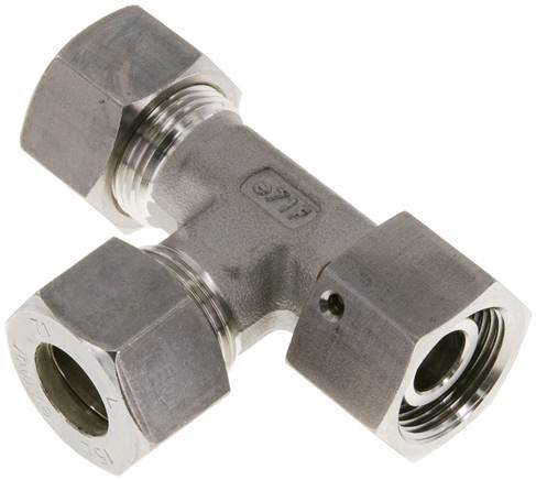 15L Stainless Steel Right Angle Tee Compression Fitting with Swivel 315 bar FKM Adjustable ISO 8434-1