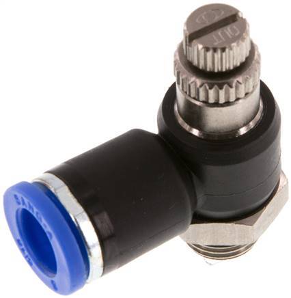 Coude de sortie de compteur du silencieux Flow Control 8 mm - G1/8'' laiton/PA 66