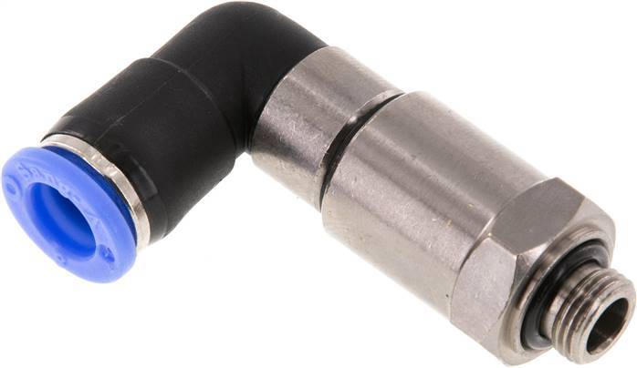 Coude 8mm & G1/8'' Joint rapide pivotant Filets mâles Push-In Laiton nickele/PBT NBR Rotatif