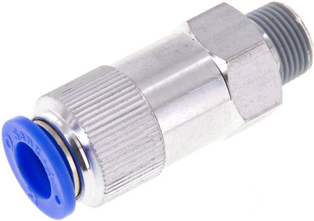 Push-In Check Valve 12mm & R3/8'' Male Aluminum 0.2-10bar (3-145psi) Hose-Thread