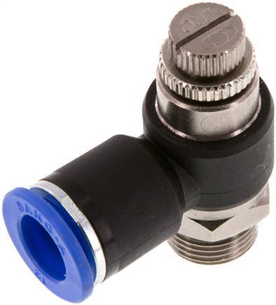 Coude de sortie du compteur du silencieux Flow Control 12 mm - G3/8'' laiton/PA 66