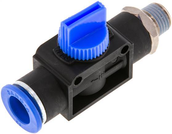 3/2-Way Shut-Off Hand Valve 12 mm - R1/4'' Plastic/Brass Tube-side venting