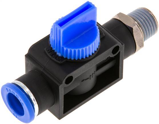 3/2-Way Shut-Off Hand Valve 10 mm - R1/4'' Plastic/Brass Tube-side venting