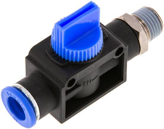 3/2-Way Shut-Off Hand Valve 10 mm - R1/4'' Plastic/Brass Thread-side venting