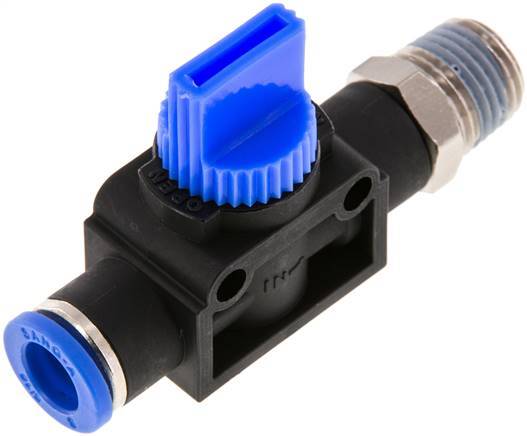 3/2-Way Shut-Off Hand Valve 8 mm - R1/4'' Plastic/Brass Thread-side venting