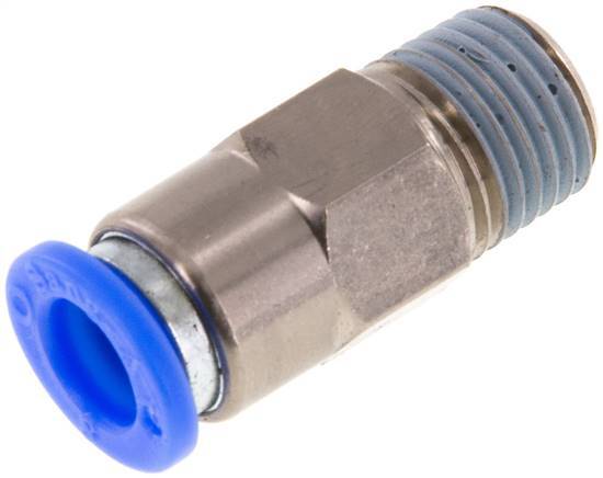 Push-In Fitting 8mm & R1/4'' Male Auto Shut-Off Brass/PBT 0-10bar (0-145psi)