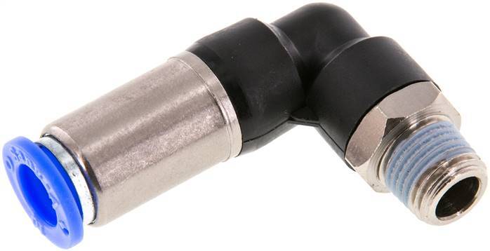 Raccord à Enfoncer 10mm & R1/4'' Mâle Coude Autobloquant en Laiton/PBT 0-10bar (0-145psi)