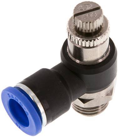 Coude de sortie de compteur du silencieux Flow Control 10 mm - G1/4'' laiton/PA 66