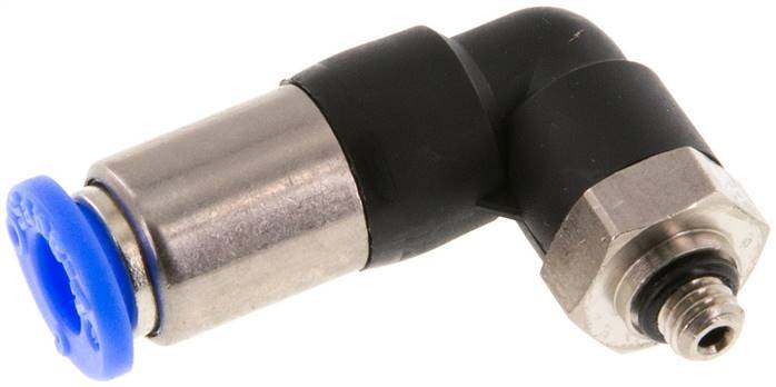 Raccord enfichable 6mm & M5 mâle coude autobloquant laiton/PBT 0-10bar (0-145psi)