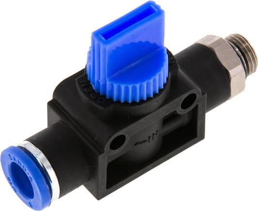 3/2-Way Shut-Off Hand Valve 8 mm - G1/8'' Plastic/Brass Tube-side venting