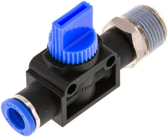 3/2-Way Shut-Off Hand Valve 8 mm - R3/8'' Plastic/Brass Thread-side venting