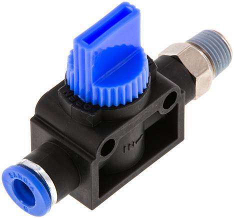 3/2-Way Shut-Off Hand Valve 6 mm - R1/8'' Plastic/Brass Thread-side venting