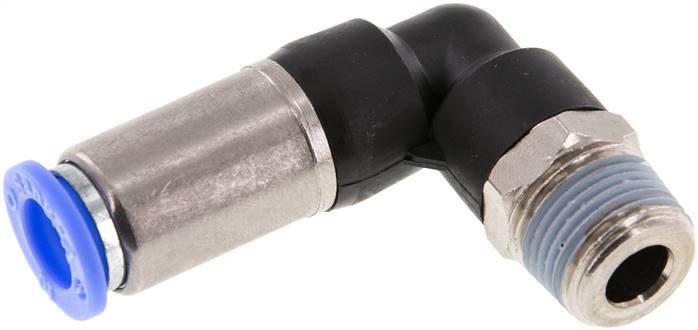 Racor rápido 10mm y R3/8'' Codo autoblocante macho Latón/PBT 0-10bar (0-145psi)