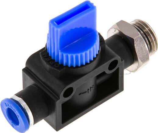 3/2-Way Shut-Off Hand Valve 6 mm - G1/4'' Plastic/Brass Tube-side venting