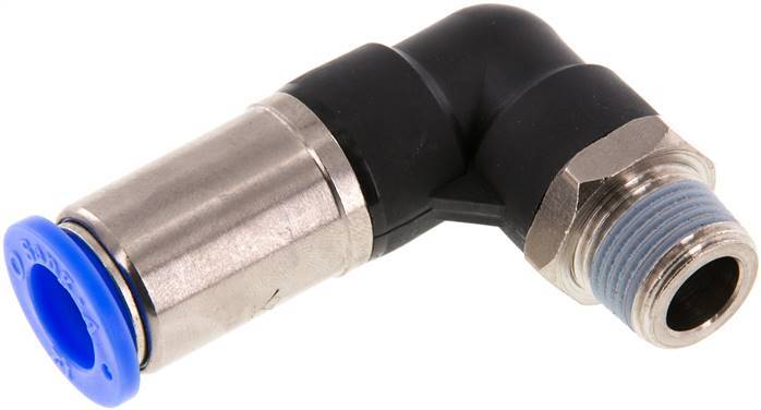 Push-In Fitting 12mm & R3/8'' Male Auto Shut-Off Elbow Brass/PBT 0-10bar (0-145psi)