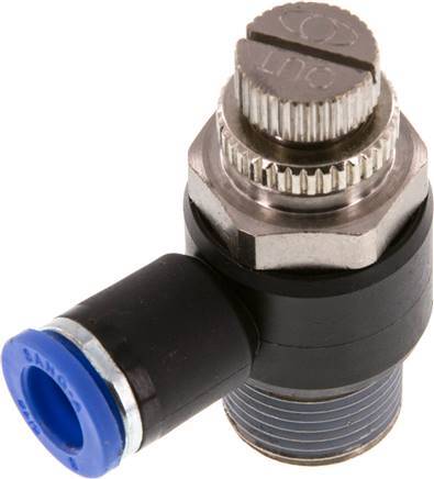 Coude de sortie de compteur du silencieux Flow Control 8 mm - R3/8'' laiton/PA 66