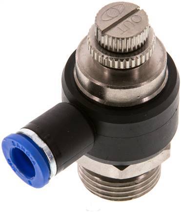 Coude de sortie de compteur du silencieux Flow Control 8 mm - G1/2'' laiton/PA 66