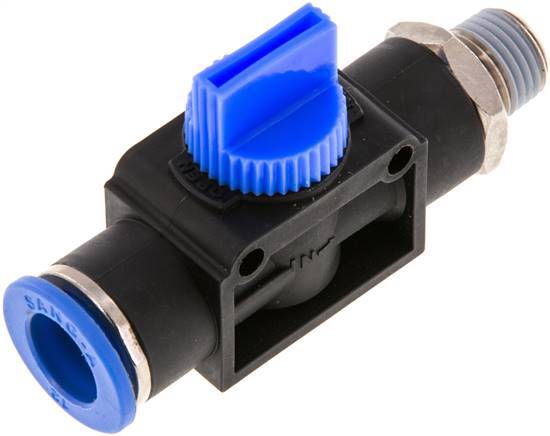 vanne manuelle d'arrêt à 3/2 voies 12 mm - R1/4'' Plastique/laiton Filetage côté ventilation