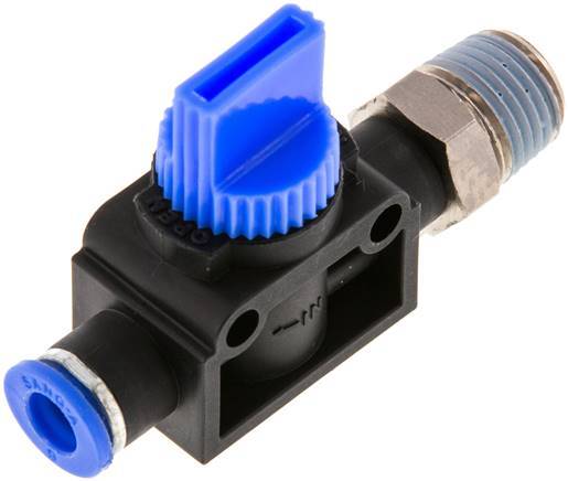 3/2-Way Shut-Off Hand Valve 6 mm - R1/4'' Plastic/Brass Tube-side venting