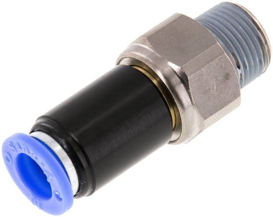 10mm & R3/8'' Joint articulé Filetages mâles à enfoncer Laiton nickelé/PBT NBR Rotatif