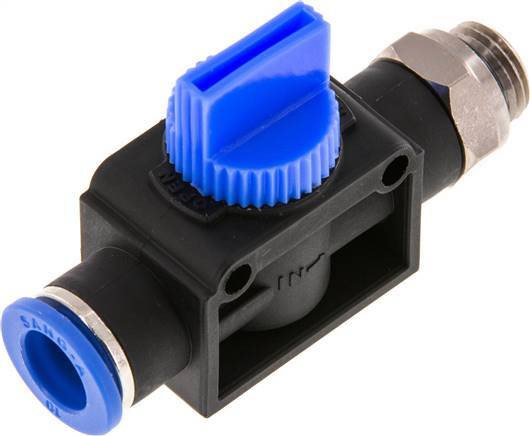 vanne manuelle d'arrêt à 3/2 voies 10 mm - G1/4'' plastique/laiton Filetage côté ventilation