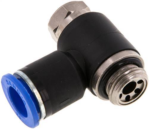 Coude de sortie de compteur du silencieux Flow Control 12 mm - G3/8'' Laiton/PA 66 Vis à fente