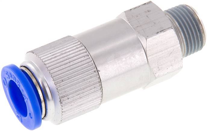 Push-In Check Valve 12mm & R3/8'' Male Aluminum 0.2-10bar (3-145psi) Thread-Hose