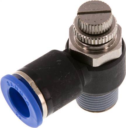 Coude de sortie de compteur du silencieux Flow Control 12 mm - R3/8'' laiton/PA 66