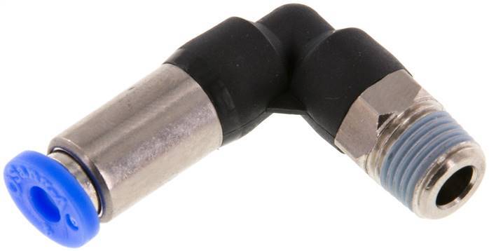 4mm & R1/8'' Zelfsluitende L-insteekkoppeling Vernikkeld messing/PBT buitendraad 0-10 bar