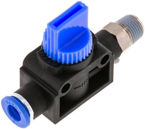 3/2-Way Shut-Off Hand Valve 6 mm - R1/8'' Plastic/Brass Tube-side venting