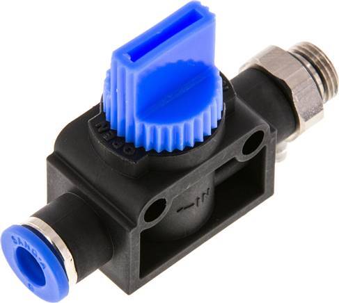 3/2-Way Shut-Off Hand Valve 6 mm - G1/8'' Plastic/Brass Tube-side venting