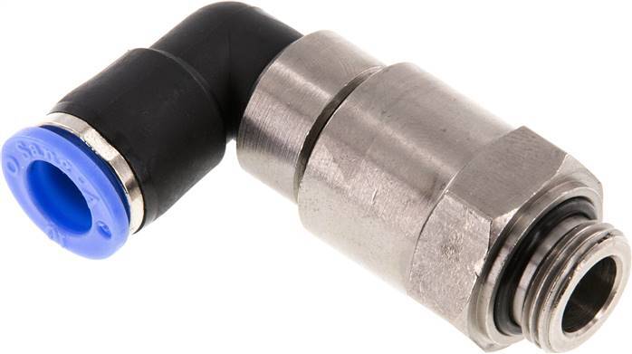 coude 10mm & G3/8'' Joint rapide pivotant Filets mâles Push-In Laiton nickele/PBT NBR Rotatif