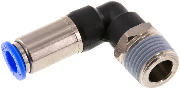 Raccord enfichable 10mm & R1/2'' mâle coude autobloquant laiton/PBT 0-10bar (0-145psi)