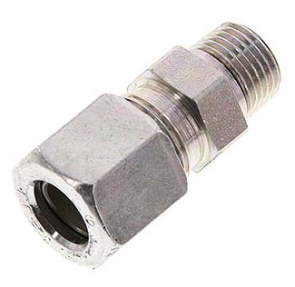 R 3/8'' Macho X 12LL Acero Galvanizado Anillo De Corte Recto 100 Bar DIN 2353