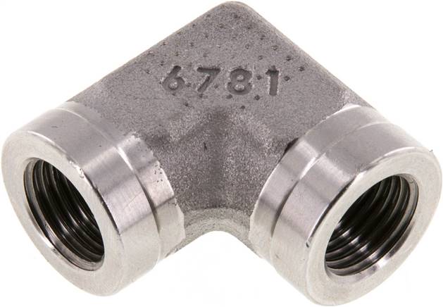 Racor acodado 90deg G1/4'' Hembra Acero inoxidable de alta presión 350bar (4917.5psi) Hidráulico