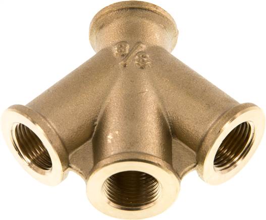 Dubbele Y-luchtverdeler G3/8'' Messing 16 bar (224,8 psi)