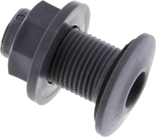 Screw Connection for Drain Cocks G1/2'' DN18 Bulkhead Polypropylene (pp) EPDM 10bar (140.5psi) FDA