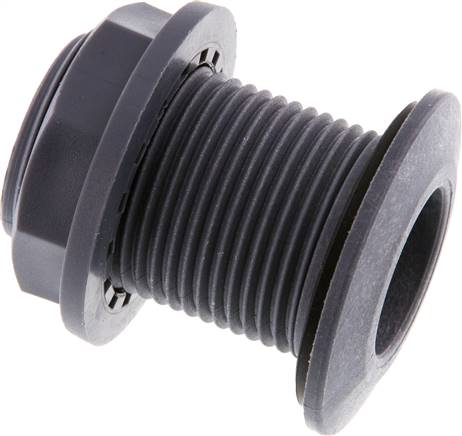 Screw Connection for Drain Cocks G1'' DN24 Bulkhead Polypropylene (pp) EPDM 10bar (140.5psi) FDA