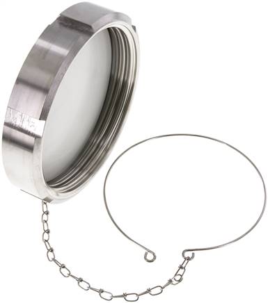 Blindwartel Rd130 X 1/4'' DN 100 RVS 1.4301 NBR DIN 11851 FDA 21 met Ketting