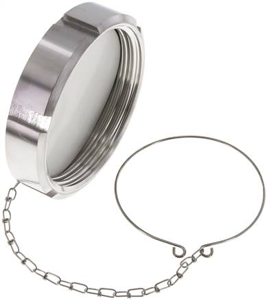 Hutmutter Rd110 X 1/4'' DN 80 Edelstahl 1.4301 NBR DIN 11851 FDA 21 mit Kette