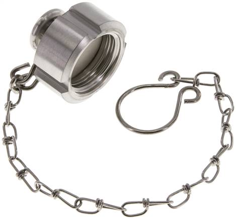 Cap Nut Rd28 X 1/8'' DN 10 Stainless Steel 1.4301 NBR DIN 11851 FDA 21 with Chain