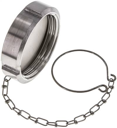 Hutmutter Rd65 X 1/6'' DN 40 Edelstahl 1.4301 NBR DIN 11851 FDA 21 mit Kette