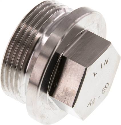 Bouchon G1 1/4'' en acier inoxydable avec collier et hexagone externe 40bar (562.0psi)