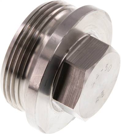 Bouchon G1 1/2'' en acier inoxydable avec collier et hexagone externe 40bar (562.0psi)