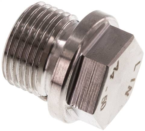 Plug G3/8'' RVS met kraag en buitenzeskant 40bar (562.0psi)